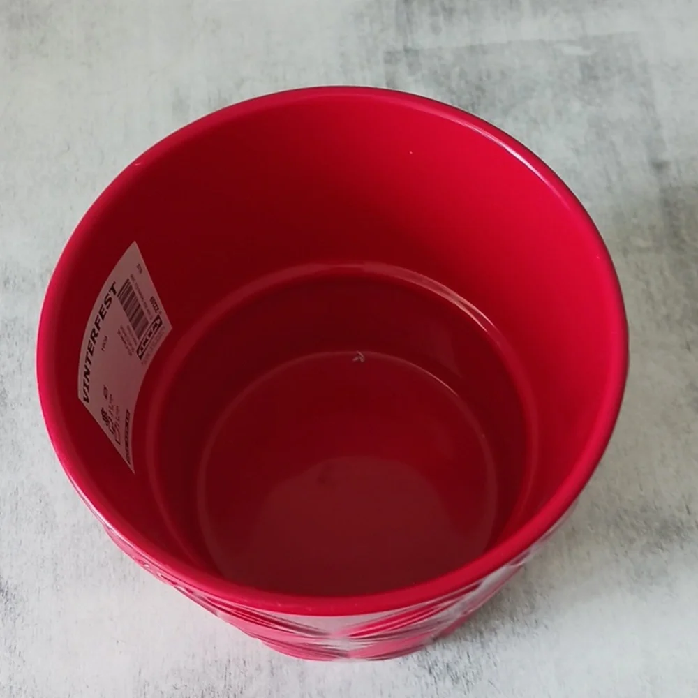 Ikea VTG Ceramic Plants Pot Red
